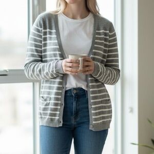 Banana Republic Women's XS Striped Cardigan Parisian Chic Coastal Grandma